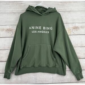 Anine Bing Alto Heavyweight Hoodie Sweatshirt Womens Small Deep Olive Green